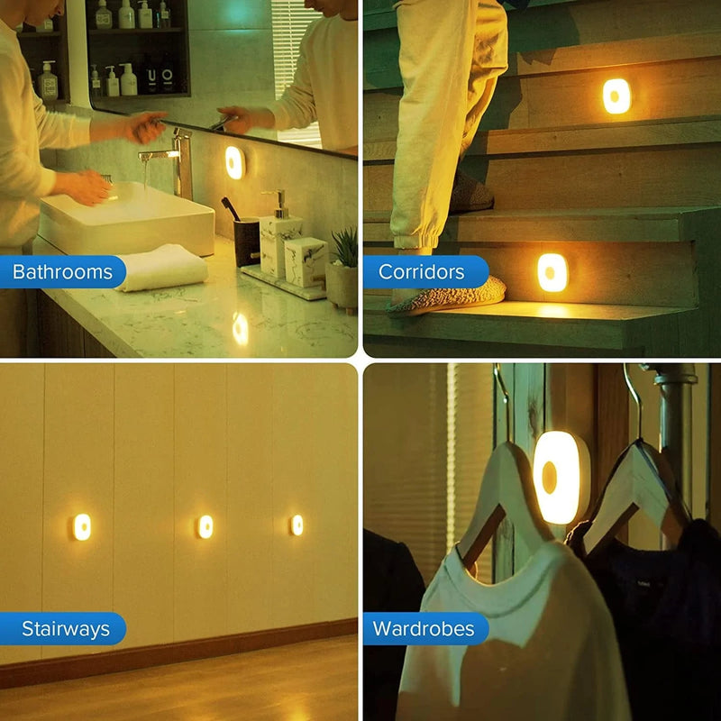 SANSI Stick-Anywhere Warm Nightlight ,Super Bright LED Night Light Motion Sensor Light, Tap Closet Wall Light Battery-Powered Cabinet Light for Hallways, Bedrooms, Kitchens -1 Pack (No Battery)