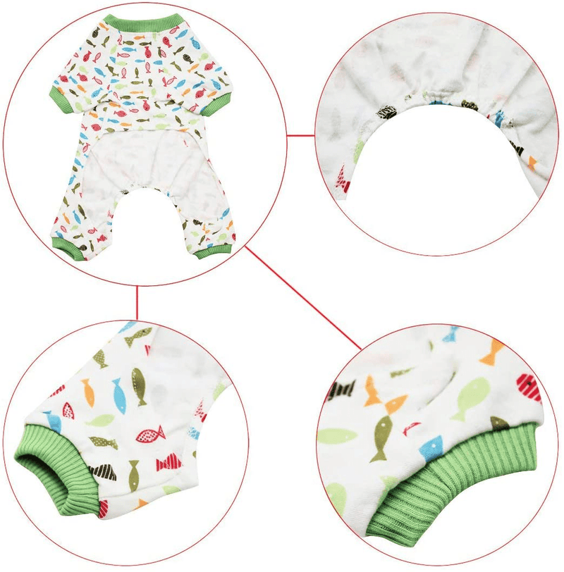 Scheppend 2-Pack Pet Clothes Puppy Cute Pajamas Dog Cotton Body Suit Cats Jumpsuits Cozy Apparel Dogs Pjs Small Canine Jammies Animals & Pet Supplies > Pet Supplies > Cat Supplies > Cat Apparel Scheppend   