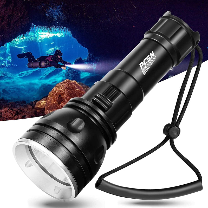 Scuba Diving Lights, PFSN DF-3000 Professional Underwater Flashlight 150M Waterproof Dive Torch with Long Lasting Rechargeable Battery, Super Bright Light Great for Night Caving Explore Fishing Home & Garden > Pool & Spa > Pool & Spa Accessories PFSNTECH 12.0 Watts  