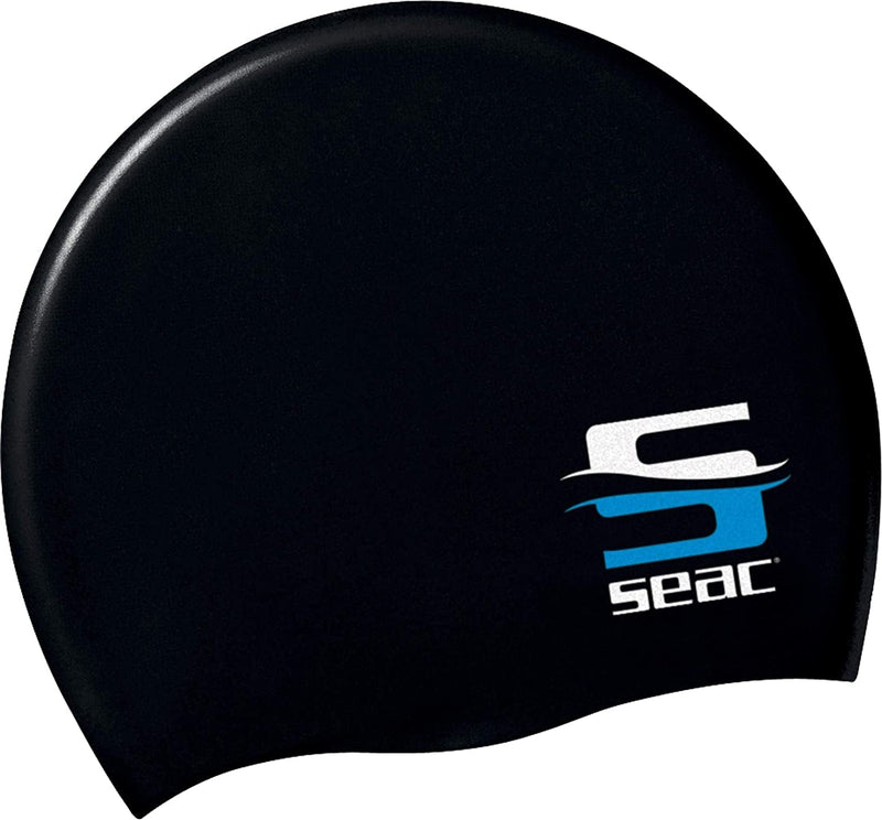 SEAC Unisex Baby Silicone, Pool, Silicone Silicone Cap for Swimming in the Pool Ideal Men and Women, Black, One Size UK Sporting Goods > Outdoor Recreation > Boating & Water Sports > Swimming > Swim Caps SEAC   