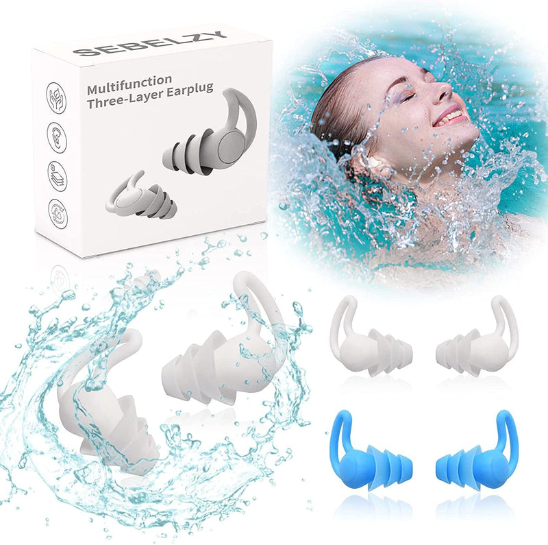 SEBELZY Swimming Ear Plugs，2 Pairs (Blue&White) Sporting Goods > Outdoor Recreation > Boating & Water Sports > Swimming SEBELZY Blue&white  