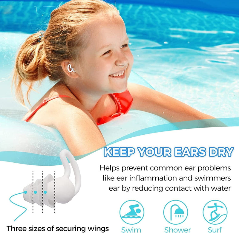 SEBELZY Swimming Ear Plugs，2 Pairs (Blue&White) Sporting Goods > Outdoor Recreation > Boating & Water Sports > Swimming SEBELZY   