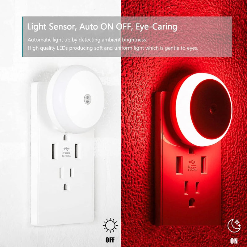 Seriecozy Red Night Light, Plug in Nightlight with Sensor, Diffused Light, Energy Efficient, Night Light Plug into Wall, for Bedroom, Bathroom, Kitchen, Hallway, Kids Room, Stairs, 2 Pack Home & Garden > Lighting > Night Lights & Ambient Lighting SerieCozy   