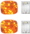 Set of 2 Battery Operated Mini Led Fairy Light Dewdrop Lights with Timer 6 Hours On/18 Hours off for Wedding Centerpiece Halloween Christmas Party Decorations,50 Leds,18 Feet Silver Wire (Warm White) Home & Garden > Lighting > Light Ropes & Strings Everfit Lighting Orange  