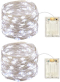 Set of 2 Battery Operated Mini Led Fairy Light Dewdrop Lights with Timer 6 Hours On/18 Hours off for Wedding Centerpiece Halloween Christmas Party Decorations,50 Leds,18 Feet Silver Wire (Warm White) Home & Garden > Lighting > Light Ropes & Strings Everfit Lighting Cold White  