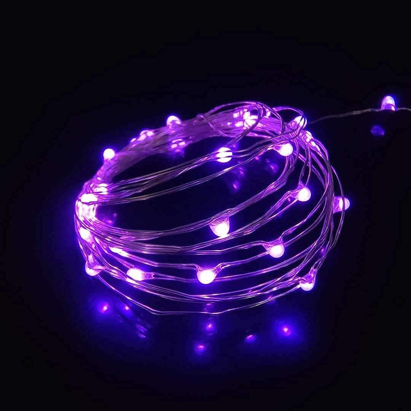 Set of 2 Battery Operated Mini Led Fairy Light Dewdrop Lights with Timer 6 Hours On/18 Hours off for Wedding Centerpiece Halloween Christmas Party Decorations,50 Leds,18 Feet Silver Wire (Warm White) Home & Garden > Lighting > Light Ropes & Strings Everfit Lighting Purple Color  