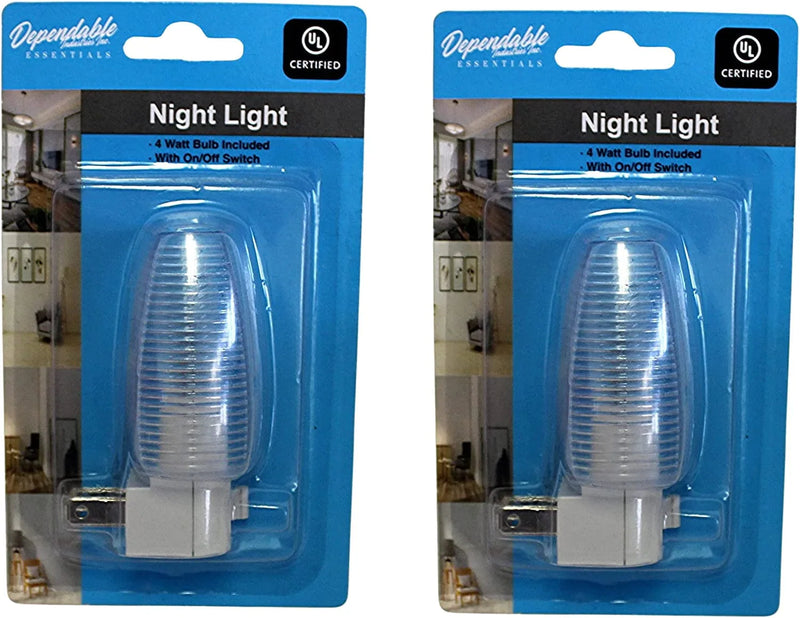 Set of 2 Night Light On/Off Switch UL Certified White Base Clear See Thru Top Suitable for Bathroom, Bedroom, Hallway, Kids Room Home & Garden > Lighting > Night Lights & Ambient Lighting Dependable Industries inc. Essentials   