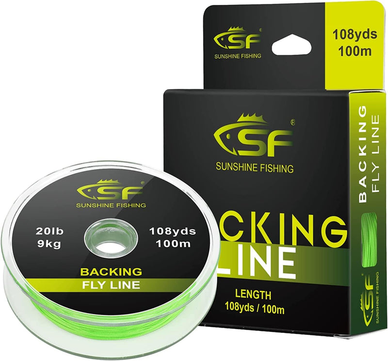 SF Braided Fly Fishing Backing Line for Trout Fly Line 20LB 30LB 54Yds 108Yds(Orange, Green, Blue, White, Fluor Yellow, Purple, Black&White, Black&Yellow) Sporting Goods > Outdoor Recreation > Fishing > Fishing Lines & Leaders SF Green-100m 30LB 100m/108yds 