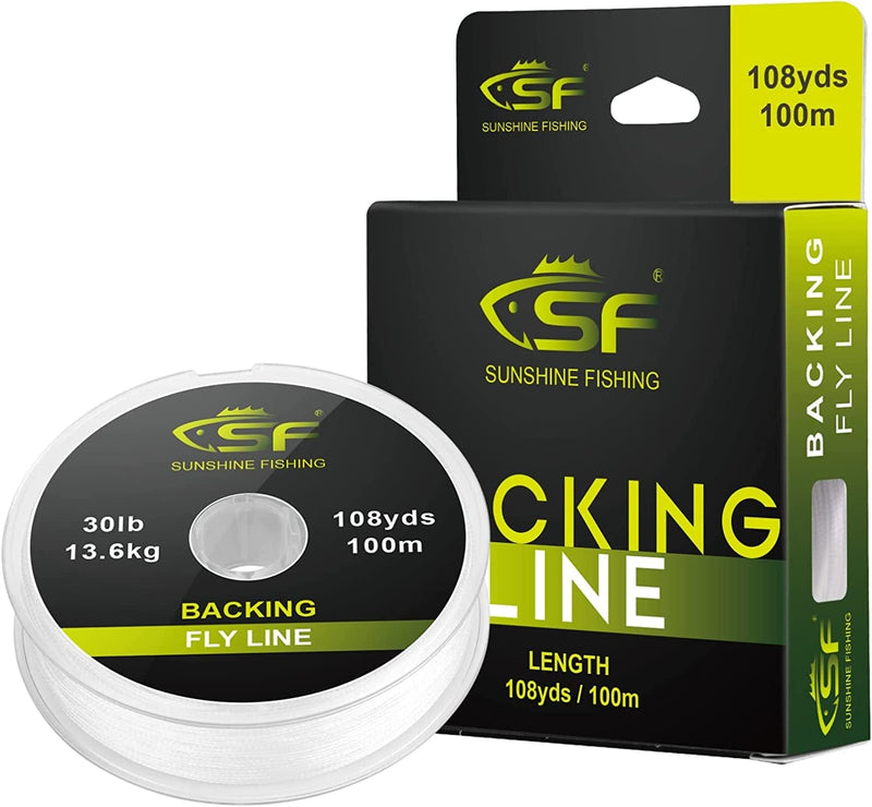 SF Braided Fly Fishing Backing Line for Trout Fly Line 20LB 30LB 54Yds 108Yds(Orange, Green, Blue, White, Fluor Yellow, Purple, Black&White, Black&Yellow) Sporting Goods > Outdoor Recreation > Fishing > Fishing Lines & Leaders SF White-100m 30LB 100m/108yds 