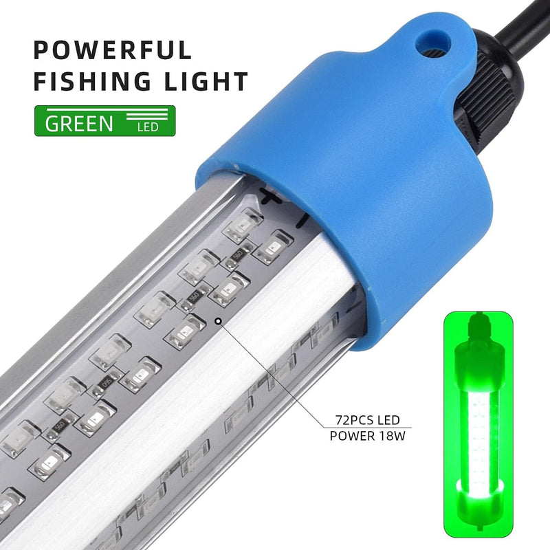SF DC 12V 18W 72 LED Bait Submersible Dock Fishing Light Underwater Crappie Lure Green Waterproof Night Fishing Finder