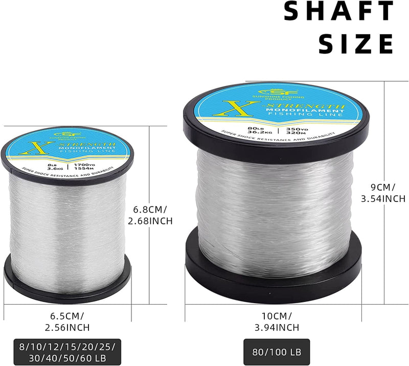 SF Monofilament Fishing Line with Spool Strong Mono Nylon Leader Line 8/10/12/15/20/25/30/40/50/60/80/100LB Clear/Green Fishing Wire Saltwater Freshwater for Hanging Decorations Sewing Craft Balloons Sporting Goods > Outdoor Recreation > Fishing > Fishing Lines & Leaders SF   