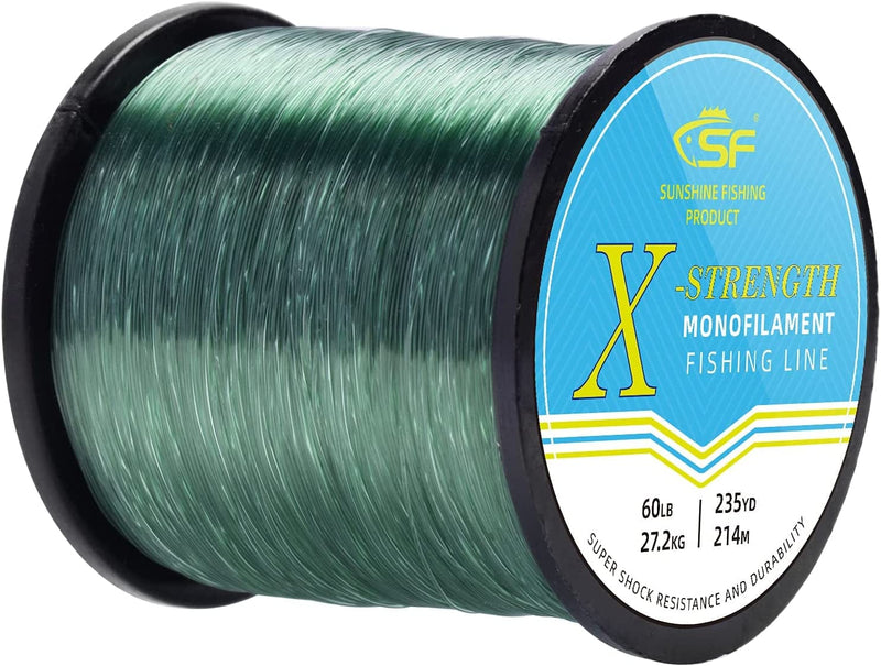 SF Monofilament Fishing Line with Spool Strong Mono Nylon Leader Line 8/10/12/15/20/25/30/40/50/60/80/100LB Clear/Green Fishing Wire Saltwater Freshwater for Hanging Decorations Sewing Craft Balloons Sporting Goods > Outdoor Recreation > Fishing > Fishing Lines & Leaders SF Low-Vis Green 50LB/0.71mm/275Yds 