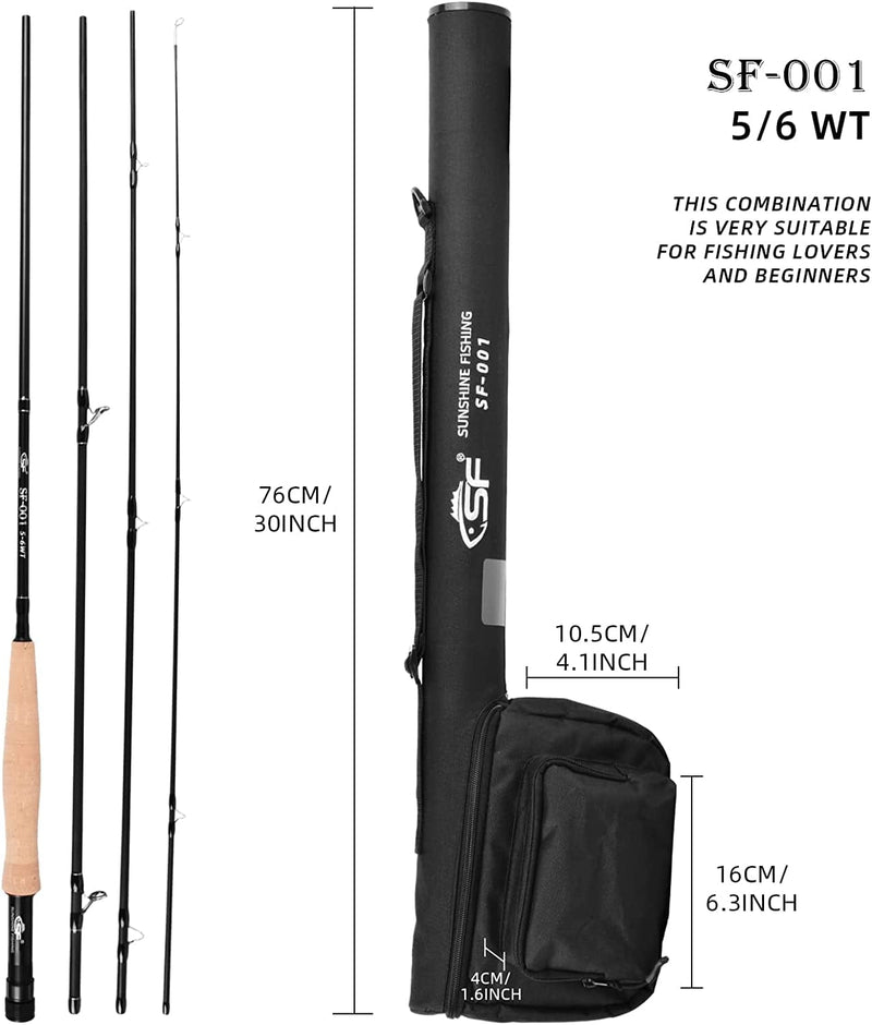 SF SF-001 Fly Fishing Rod and Reel Combo Starter Kit Outfit 4 Piece 3/4Wt 7.6Ft, 5/6Wt 7/8Wt 9Ft, MF Action with Cork Handle, Aluminum Pre-Spooled Reel, Carrying Case, Fly Box&Flies for New and Younger Anglers Sporting Goods > Outdoor Recreation > Fishing > Fishing Rods SF   