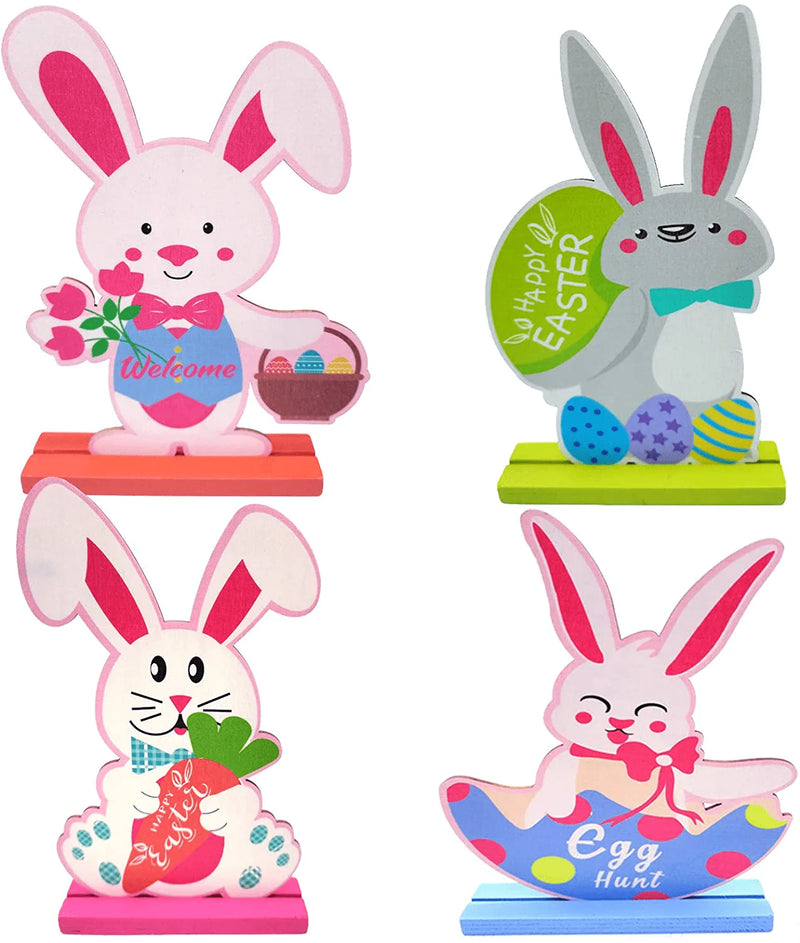 Sfcddtlg 4PCS Easter Tabletop Decoration-Easter Table Centerpieces Bunny Decorations for Home Outdoor Garden Yard Lawn and Patio Party Favors