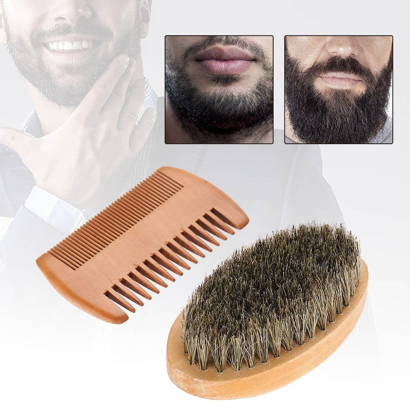 Shaving Brush Beard Comb and Oval Brush Set Men'S Wooden Beard Cleaning Barba Salon Appliance Tool Perfect Facial Hair Grooming Exclusive Moustache Goatee & Neckline Shaving Accessory Unique Brush Home & Garden > Household Supplies > Household Cleaning Supplies Yotown   