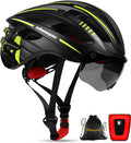 Shinmax Bike Helmet with USB Rechargeable Light & Detachable Magnetic Goggles UV Protective & Carry Bag Reflective Bicycle Helmet Men Women Mountain Road Adjustable Adult Cycling Helmet (WT-049) Sporting Goods > Outdoor Recreation > Cycling > Cycling Apparel & Accessories > Bicycle Helmets Shinmax BlackGreenTitanium  