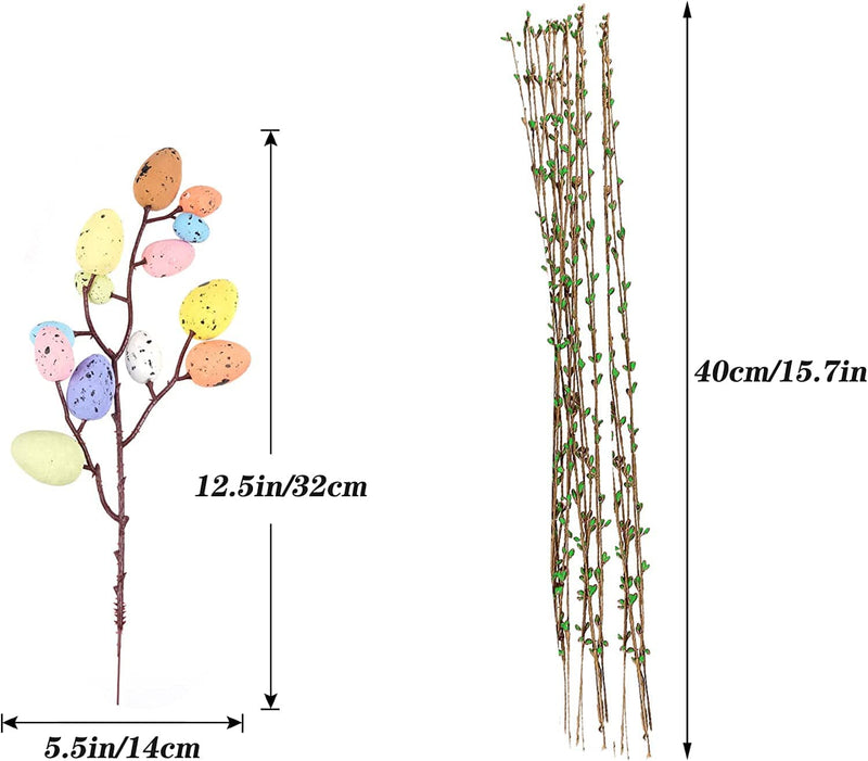 Shitailu Artificial Easter Spray Vine with Pastel Easter Eggs and Berries- Decorative Spring Floral Stems-Easter Egg Twig Branches for Floral Arrangement-Centerpiece Wreath Decoration (26 Pcs) Home & Garden > Decor > Seasonal & Holiday Decorations Shitailu   