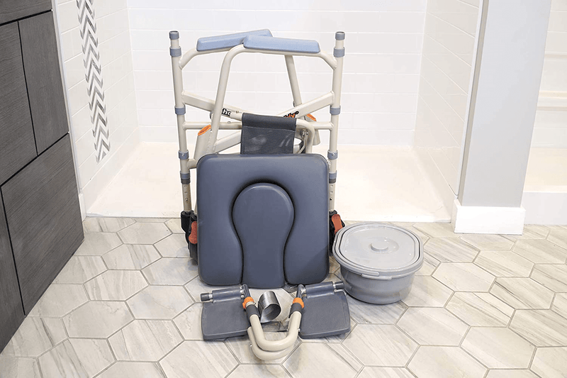 Showerbuddy Lightweight Foldable Roll-In Sb7E Shower & Bath Chair | Transport Commode Medical Rolling Bathroom Wheelchair | Hight Adjustable Flip up Footrests | Perfect for Travel Use Sporting Goods > Outdoor Recreation > Camping & Hiking > Portable Toilets & Showers Showerbuddy   