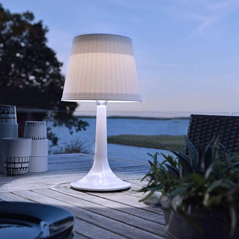 Shumi LED Solar Table Lamp Outdoor Waterproof-3 Way Dimmable outside Patio Table Lamp,Solar Modern Bedsid Lamp,Cordless Solar Desk Lamp with Pull Chain for Bedroom Living Room,Kids Room,Garden Home & Garden > Lighting > Lamps shumi White 1  