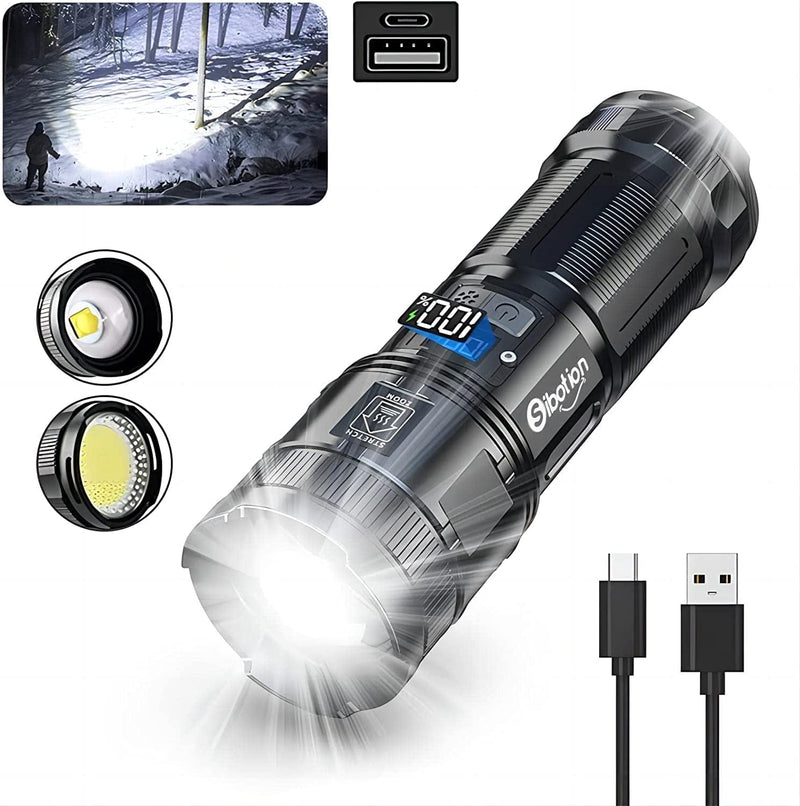 Sibotion Rechargeable Tactical Flashlights, 120000 Lumens Super Bright Led Flashlights with COB Work Light, High Powered, Powerful Handheld Flashlights for Emergencies Camping Hiking Holiday Gifts Hardware > Tools > Flashlights & Headlamps > Flashlights Sibotion   