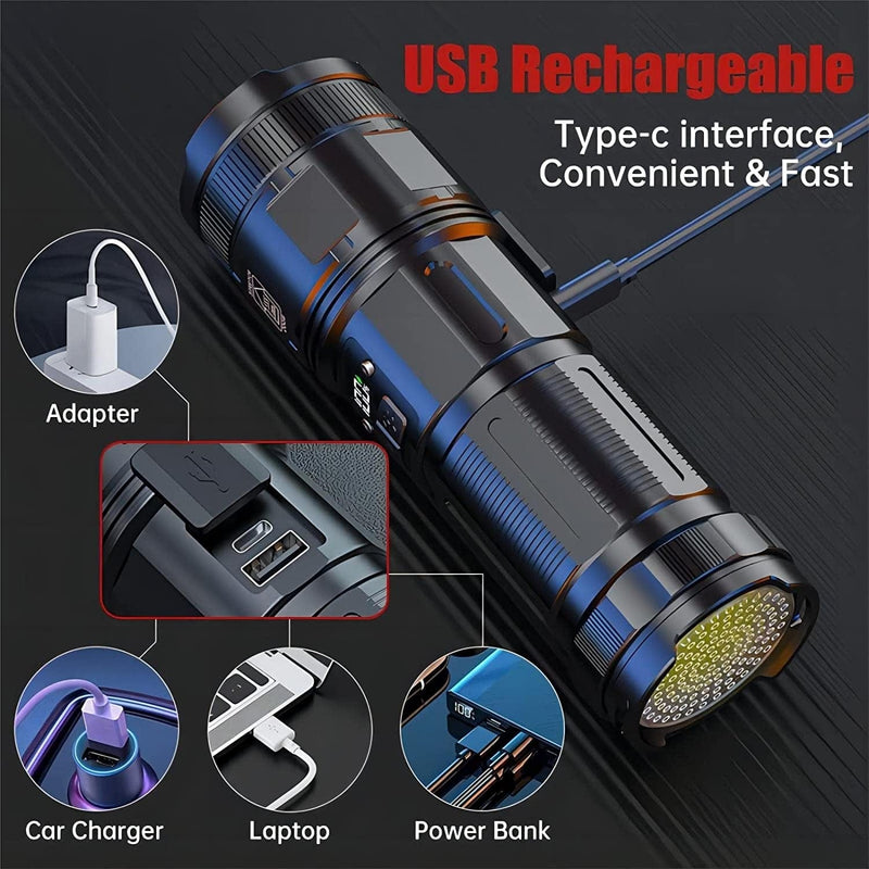 Sibotion Rechargeable Tactical Flashlights, 120000 Lumens Super Bright Led Flashlights with COB Work Light, High Powered, Powerful Handheld Flashlights for Emergencies Camping Hiking Holiday Gifts Hardware > Tools > Flashlights & Headlamps > Flashlights Sibotion   
