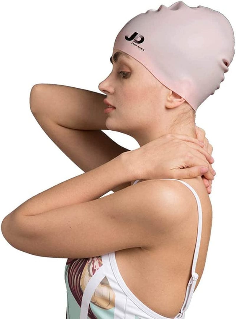 Silicone Swim Cap for Long Hair and Short Hair,3D Soft Stretchable Durable and Anti-Slip to Keep Your Hair Dry,Unisex Bathing Caps Easy to Put on and Off，Adult Swimming Cap Sporting Goods > Outdoor Recreation > Boating & Water Sports > Swimming > Swim Caps GEORDONG pink 9.45x7.87(in) 