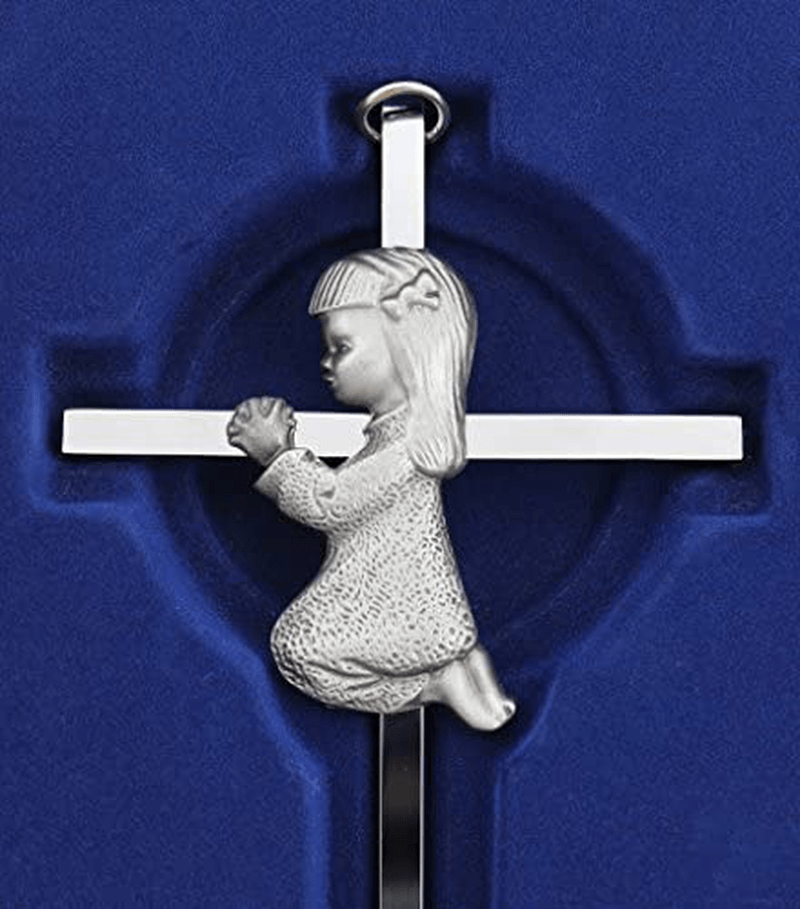 Silver Toned Girl Wall Cross Infant Blessing Baby Plaque Wall Decor Hanging Gift Home & Garden > Decor > Seasonal & Holiday Decorations Christian Living   