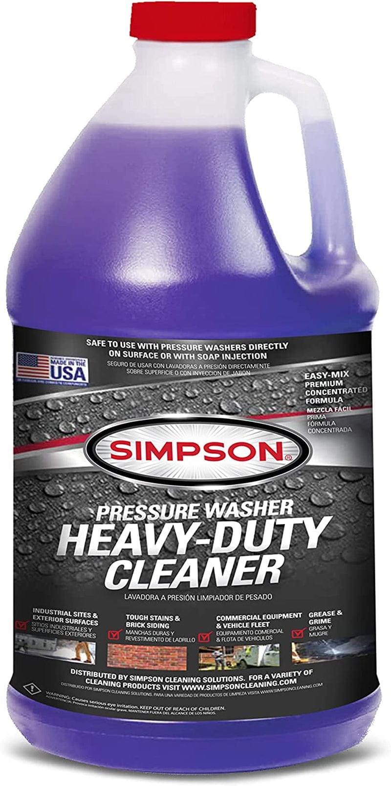 SIMPSON Cleaning 88282 Heavy Duty Cleaner, Concentrated Soap Solution for Pressure Washers and Spray Bottles, Use on Concrete, Vinyl Siding, Appliances, Windows, Cars, Fences, Decks, Purple, 1 Gallon Home & Garden > Household Supplies > Household Cleaning Supplies Simpson Heavy Duty  