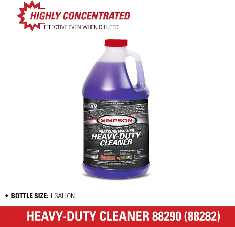 SIMPSON Cleaning 88282 Heavy Duty Cleaner, Concentrated Soap Solution for Pressure Washers and Spray Bottles, Use on Concrete, Vinyl Siding, Appliances, Windows, Cars, Fences, Decks, Purple, 1 Gallon