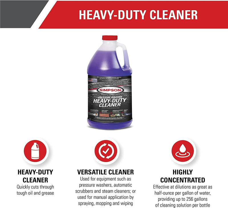 SIMPSON Cleaning 88282 Heavy Duty Cleaner, Concentrated Soap Solution for Pressure Washers and Spray Bottles, Use on Concrete, Vinyl Siding, Appliances, Windows, Cars, Fences, Decks, Purple, 1 Gallon Home & Garden > Household Supplies > Household Cleaning Supplies Simpson   