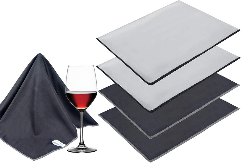 SINLAND Microfiber Glass Cleaning Cloth Polishing Cloths Reusable Lint -Free Drying Towels for Windows Wine Glasses Stemware Dishes Stainless Appliances 20 Inch X 25 Inch Pack of 4 Home & Garden > Household Supplies > Household Cleaning Supplies SINLAND Black+light Grey 20Inchx25Inch 4Pcs 