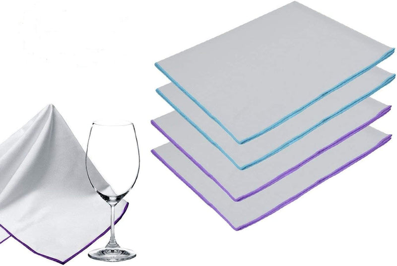 SINLAND Microfiber Glass Cleaning Cloth Polishing Cloths Reusable Lint -Free Drying Towels for Windows Wine Glasses Stemware Dishes Stainless Appliances 20 Inch X 25 Inch Pack of 4 Home & Garden > Household Supplies > Household Cleaning Supplies SINLAND Light Grey+colored Edge 20Inchx25Inch 4Pcs 