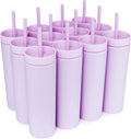 SKINNY TUMBLERS (12 Pack) Matte Pastel Colored Acrylic Tumblers with Lids and Straws | 16Oz Double Wall Plastic Tumblers with FREE Straw Cleaner! Reusable Cup with Straw | Vinyl DIY Gifts (Black) Home & Garden > Kitchen & Dining > Tableware > Drinkware STRATA CUPS Lilac  