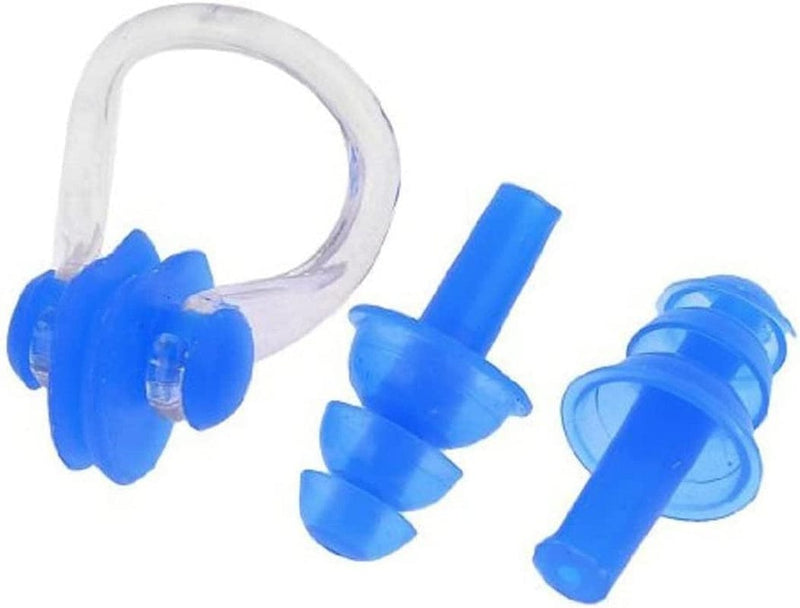 Skydume 5 Pairs (10PCS) Swimming Silicone Ear Plugs and Nose Clip for Adult Women Men Sporting Goods > Outdoor Recreation > Boating & Water Sports > Swimming Skydume Blue  