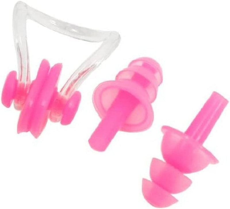 Skydume 5 Pairs (10PCS) Swimming Silicone Ear Plugs and Nose Clip for Adult Women Men Sporting Goods > Outdoor Recreation > Boating & Water Sports > Swimming Skydume Pink  