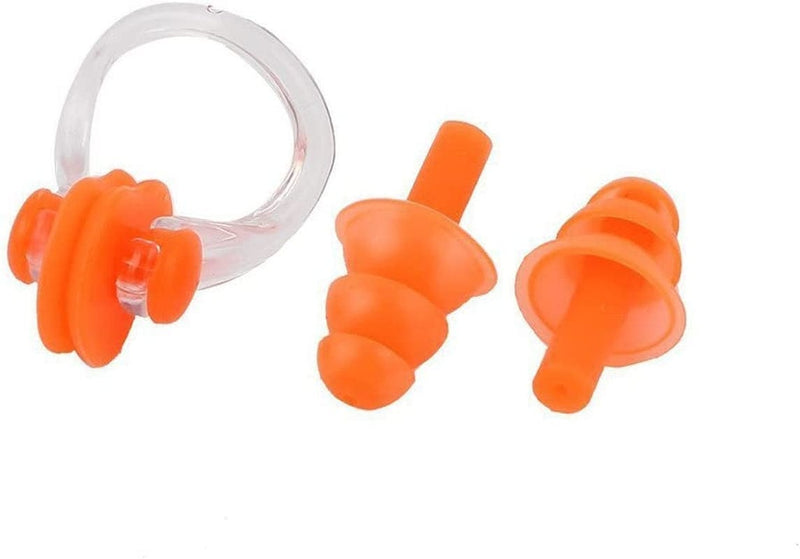 Skydume 5 Pairs (10PCS) Swimming Silicone Ear Plugs and Nose Clip for Adult Women Men Sporting Goods > Outdoor Recreation > Boating & Water Sports > Swimming Skydume Orange  