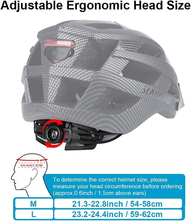 SLANIGIRO Youth Adult Bike Helmet with Light - Lightweight Safety Certification Cycling Helmet for Men Women Sporting Goods > Outdoor Recreation > Cycling > Cycling Apparel & Accessories > Bicycle Helmets SLANIGIRO   