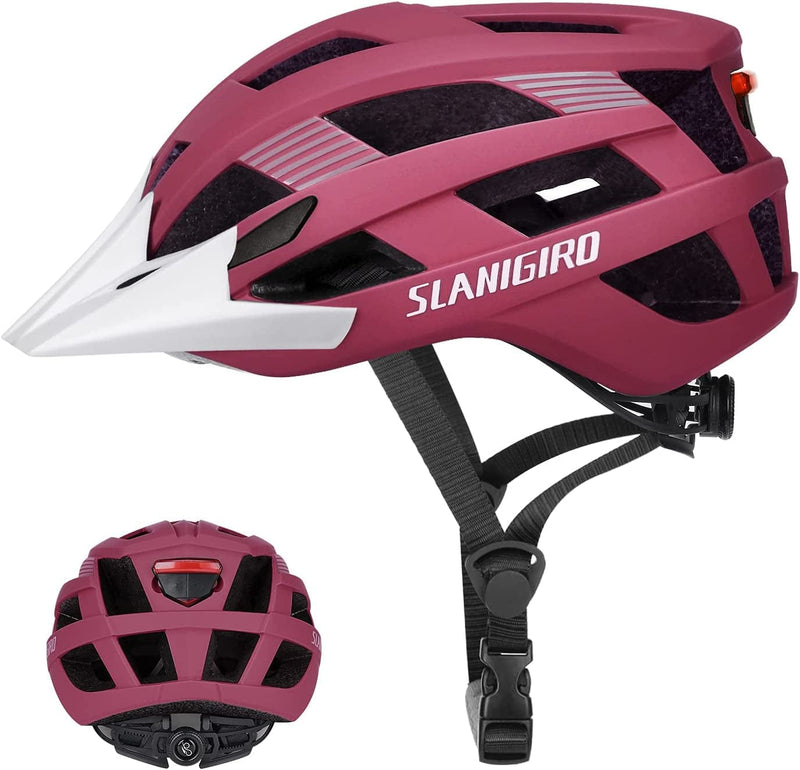 SLANIGIRO Youth Adult Bike Helmet with Light - Lightweight Safety Certification Cycling Helmet for Men Women
