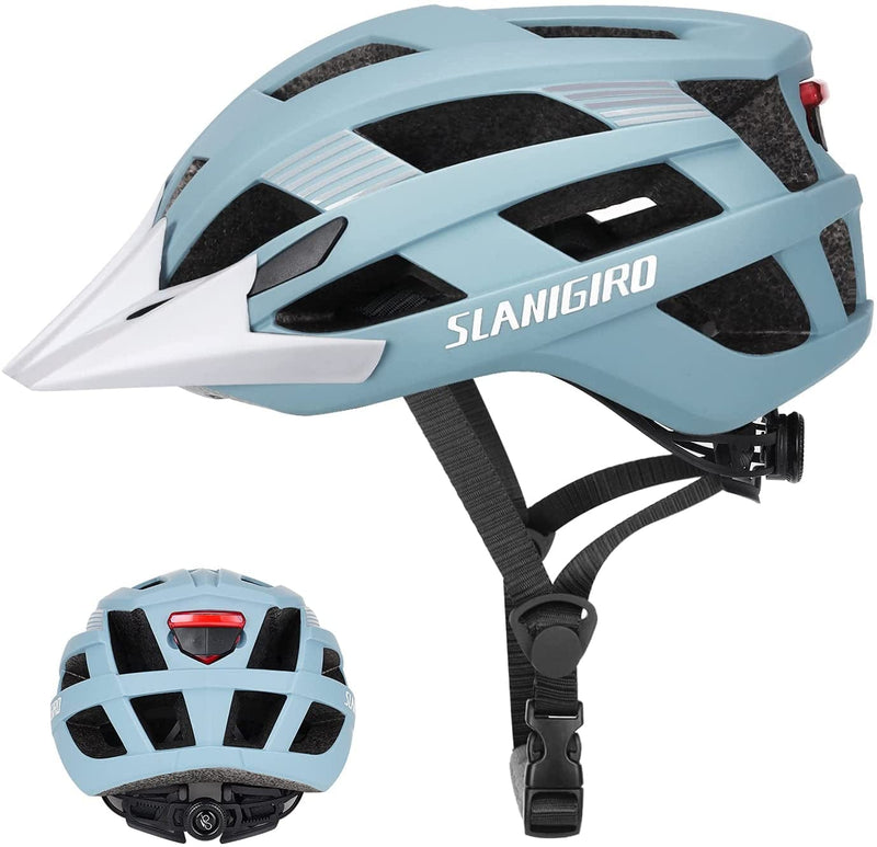 SLANIGIRO Youth Adult Bike Helmet with Light - Lightweight Safety Certification Cycling Helmet for Men Women Sporting Goods > Outdoor Recreation > Cycling > Cycling Apparel & Accessories > Bicycle Helmets SLANIGIRO Matte Sky Blue Large 