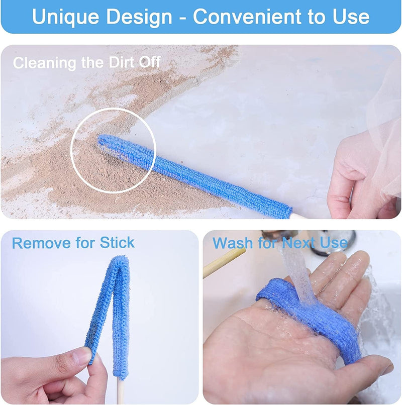 Small Microfiber Duster Sticks Crevice Cleaning Tool Brush, Mini Detail Scrub Dusters Stick for Cleaning Home Car Air Vent Detail Gaps Blind Track Narrow Spaces 12 Pcs Home & Garden > Household Supplies > Household Cleaning Supplies Lumkew   