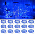 Smilingtown Fairy Lights Battery Operated 15 Pack 7.2Ft 20 LED Starry Firefly Silver Wire String Lights for Wedding Christmas Halloween Party Jar Table Centerpiece Decoration (Warm White) Home & Garden > Lighting > Light Ropes & Strings SmilingTown Blue  