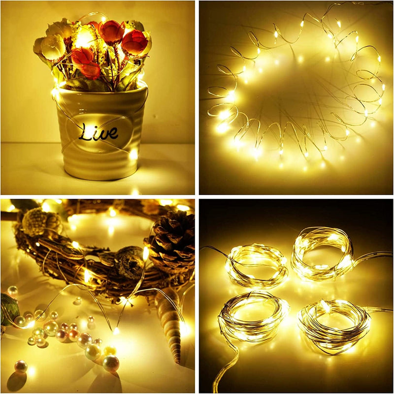 Smilingtown Fairy Lights Battery Operated 15 Pack 7.2Ft 20 LED Starry Firefly Silver Wire String Lights for Wedding Christmas Halloween Party Jar Table Centerpiece Decoration (Warm White) Home & Garden > Lighting > Light Ropes & Strings SmilingTown   