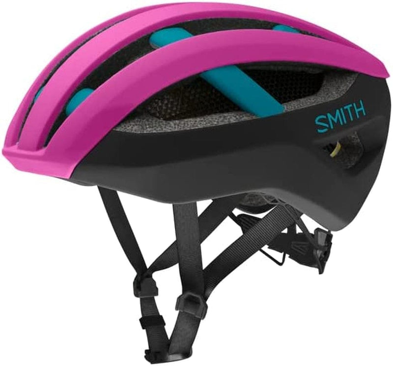 Smith Optics Network MIPS Road Cycling Helmet Sporting Goods > Outdoor Recreation > Cycling > Cycling Apparel & Accessories > Bicycle Helmets Smith Matte Hibiscus/Black/Teal Small 