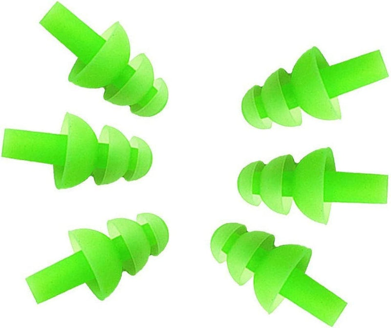 Snadulor Silicone Earplugs Swimmers - 6 Pairs(12Pcs) Soft and Flexible Ear Plugs for Swimming or Sleeping Sporting Goods > Outdoor Recreation > Boating & Water Sports > Swimming Skydume Green  