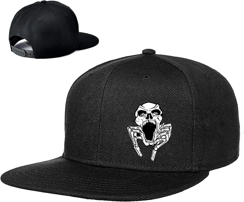 Snapback Hat for Men Flat Bill Hats Men Rose Skull Hat Skeleton Fingers Black Baseball Cap Hip Hop Mountain Travel Fitted Hat