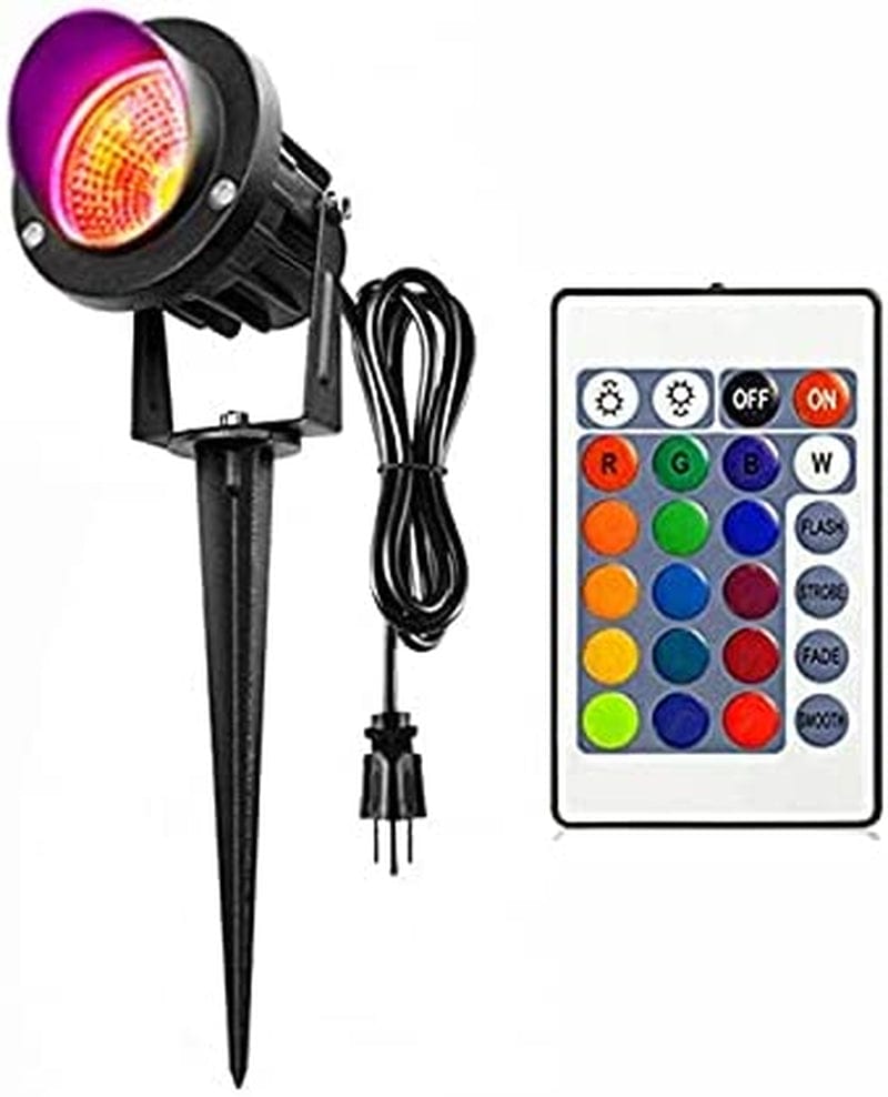 SNOCOD Outdoor LED Spotlight, 10W 1000LM LED Landscape with Remote Control, IP65 Waterproof RGB Flag Tree Spotlight Light, LED Color Changed Spotlight with Stake for Yard, Halloween, Holiday Decor Home & Garden > Lighting > Flood & Spot Lights Snocod   