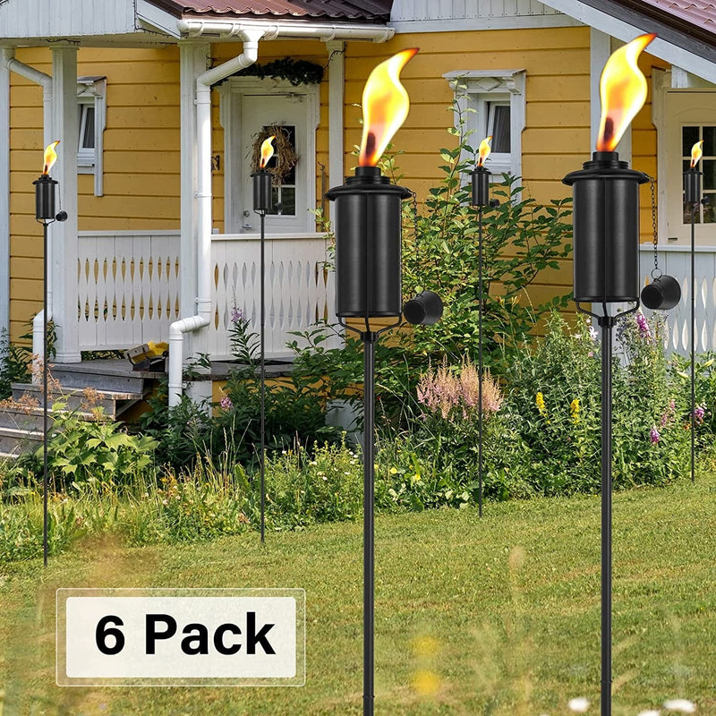 SNOGSWOG 6 Pack Garden Torches, 16 Oz Metal Torch for outside with 3-Prong Grounded Stake, Outdoor Decorative Citronella Torches, 59 Inch Garden Décor Torches Hardware > Tools > Flashlights & Headlamps > Flashlights SNOGSWOG   