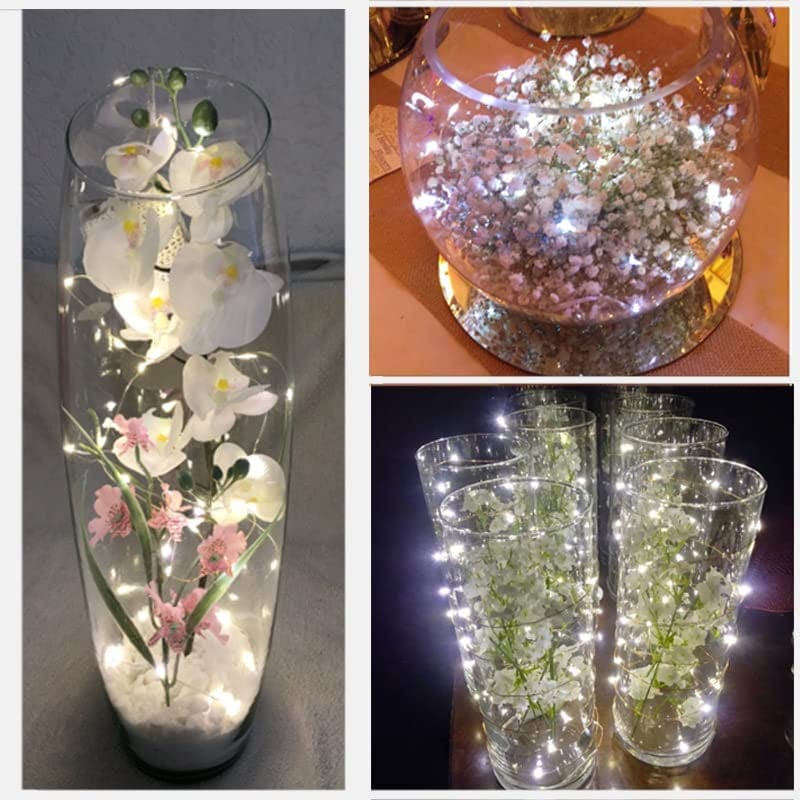 SOCO 16 Pack White Fairy Lights Battery Operated, 10Ft 30 Led Mason Jar Lights,Waterproof Firefly Lights, Silver Wire Mini String Lights for Crafts Bottle Vase Centerpieces Flower Christmas Decoration Home & Garden > Lighting > Light Ropes & Strings SOCO   