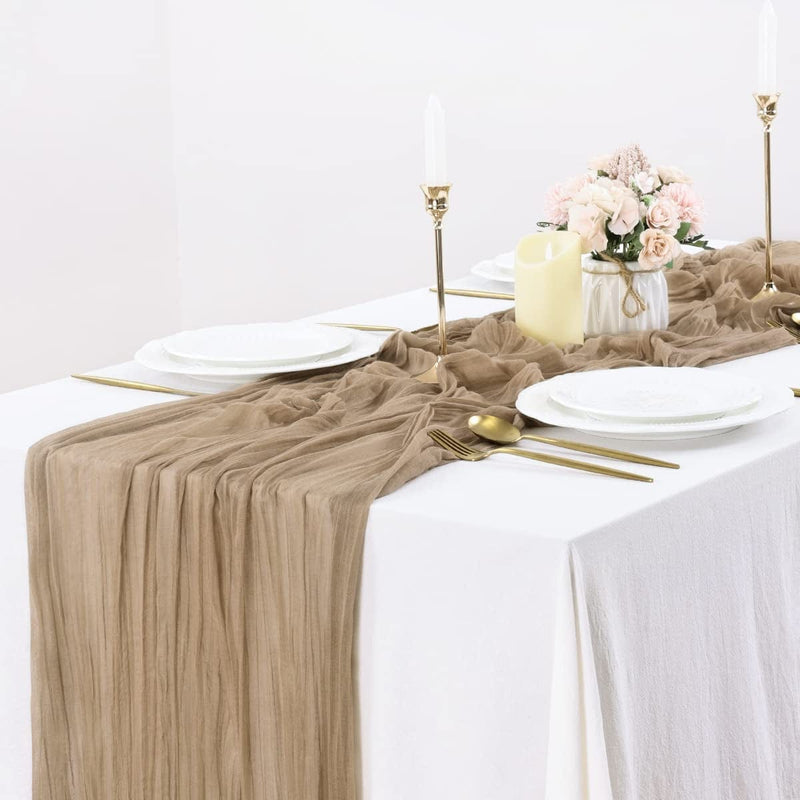 Socomi Cheesecloth Table Runner 10Ft Gauze Tablecloth Boho Rustic Nude Cheese Cloth Table Runner for Wedding Bridal Shower Easter Decoration Home & Garden > Decor > Seasonal & Holiday Decorations Socomi Nude 14ft 