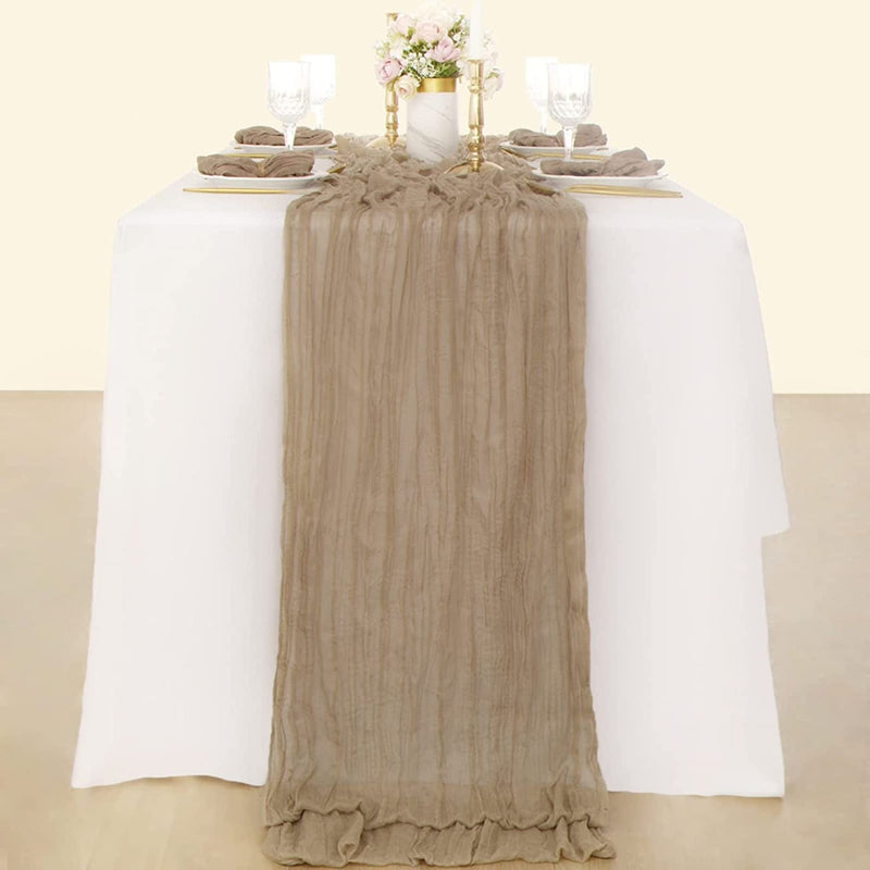 Socomi Cheesecloth Table Runner 10Ft Gauze Tablecloth Boho Rustic Nude Cheese Cloth Table Runner for Wedding Bridal Shower Easter Decoration